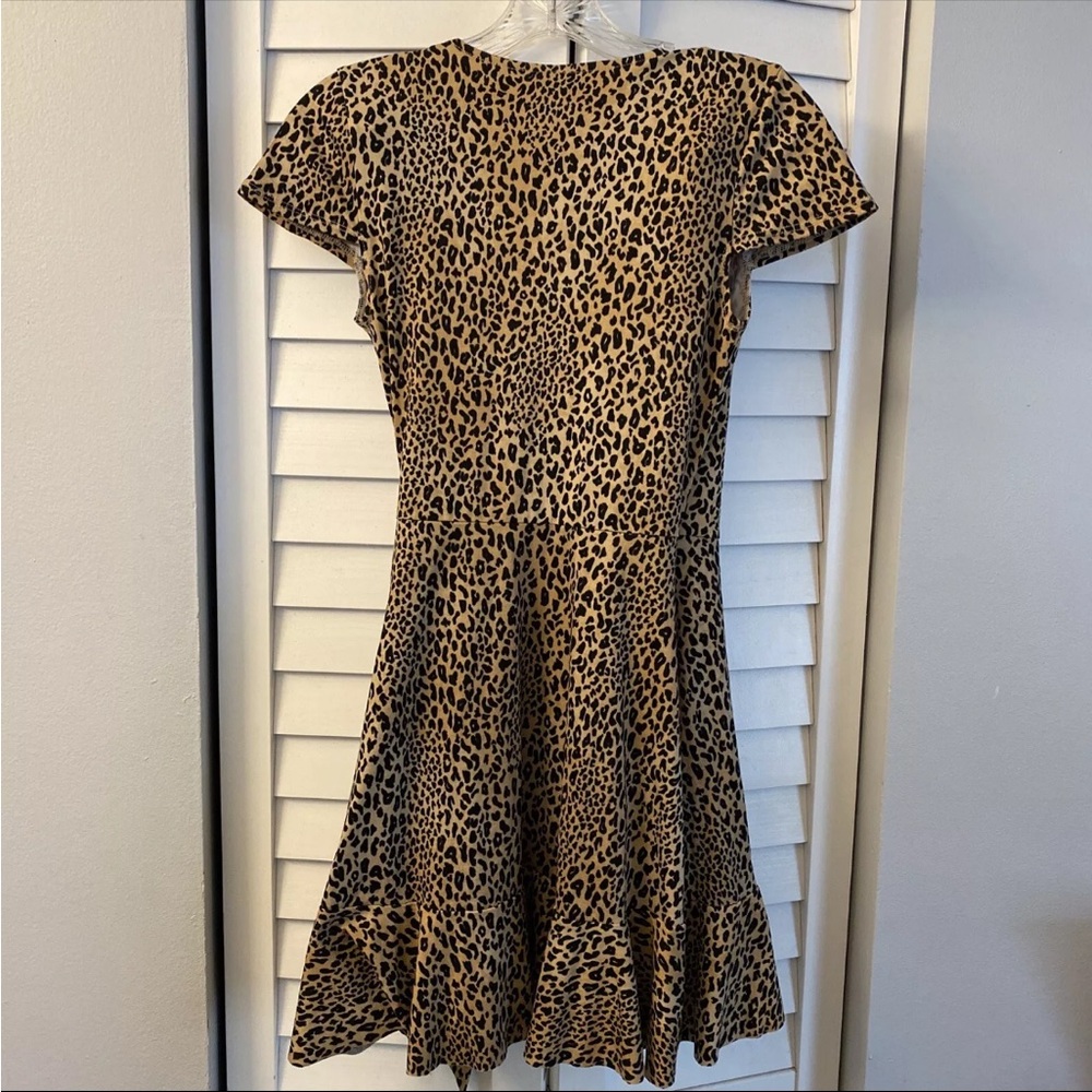 H&M Divided Brown Animal Print Wrap Dress Womens Size 0 Cheetah Leopard - Picture 2 of 3